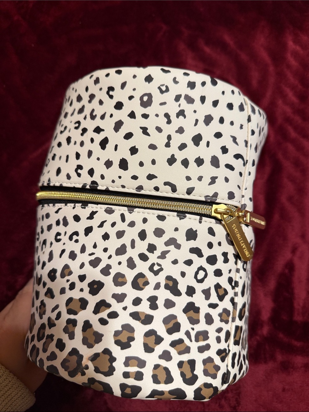 Young Living Leopard Print Cosmetic Case in White, Black, Brown